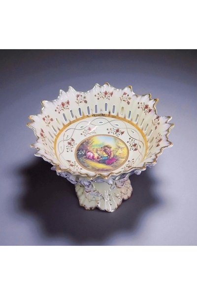 Zuccara Maison El İşlemeli Dekoratif Porselen Ayaklı Kase