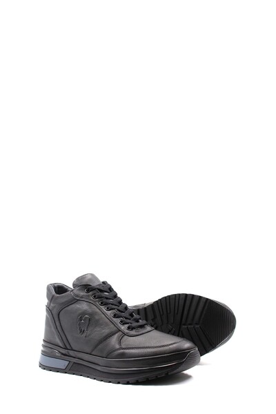 Ayakkabıhane Black Men's Sports Boots with Fur Inside and Genuine Leather Outside Ah08856111313497