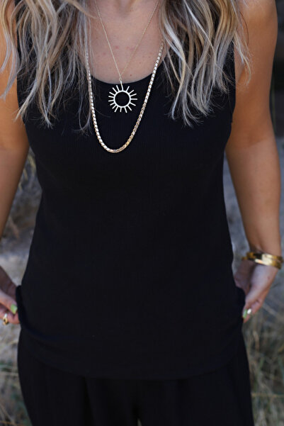 bytugcekaya Black standard size lycra ribbed undershirt