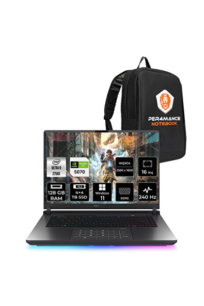 ASUS Rog Strix G16 Ultra 9 275HX 128GB 4+4TB SSD RTX5070/8GB 240Hz 16" QHD+ W...