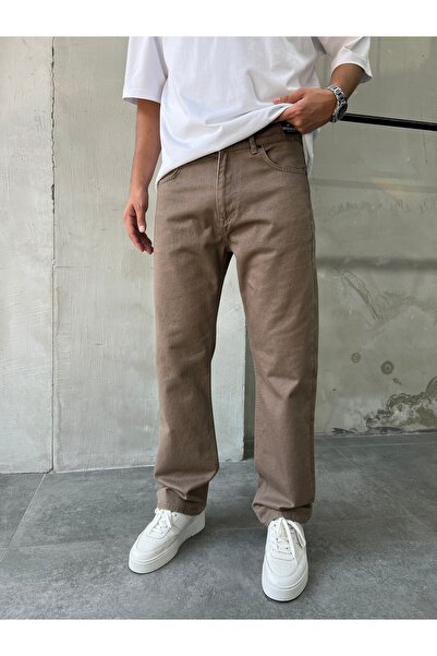 DİFRANSEL Мъжки кафяви широки панталони Lossefit