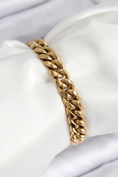 Skygo 316L Steel Classic Thick Chain Model Gold Color Women's Bracelet - Tj-Bb7791