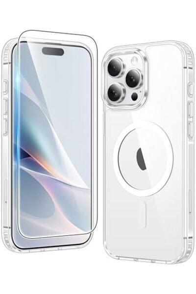 Generic for iPhone 15 Pro-Max Phone Case: Magnetic Clear Military Grade Shockproof Anti Yellowing Sl