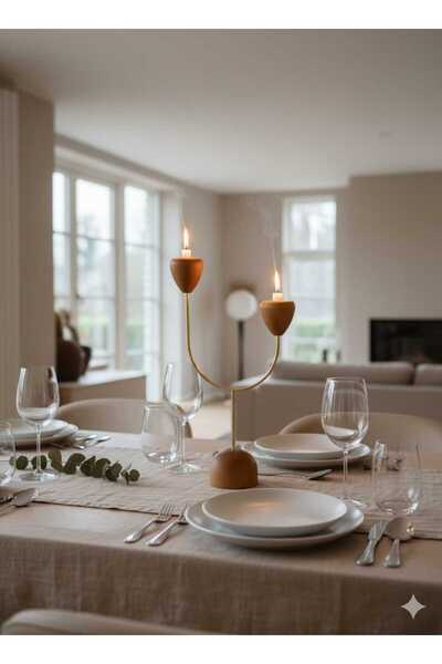 Z&Z Home lüx ahşap kollu tel şamdan 33cm/28cm/20cm