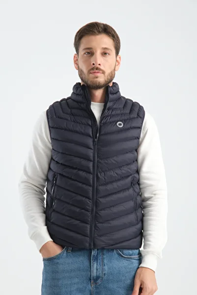 Shooter Sportswear Men's Inflatable Vest Standard Fit Zippered Navy Blue