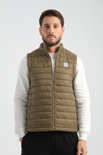 Shooter Sportswear Men's Lightweight Puffer Vest Regular Fit Zippered Khaki