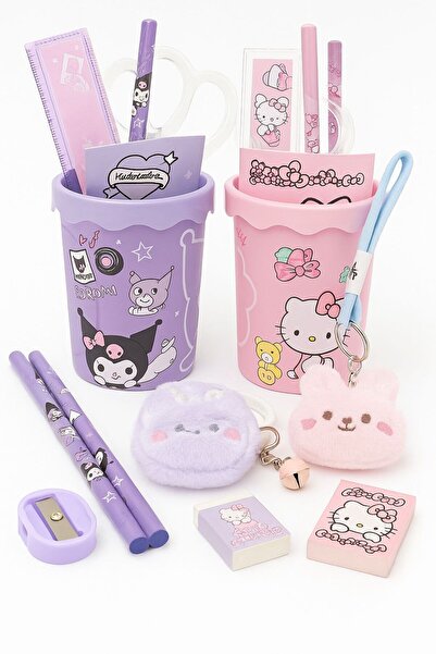 Tatlı Sebep Hello Kitty veya Kuromi kalemlik seti, 8 PARÇA hem okulda hem de ...