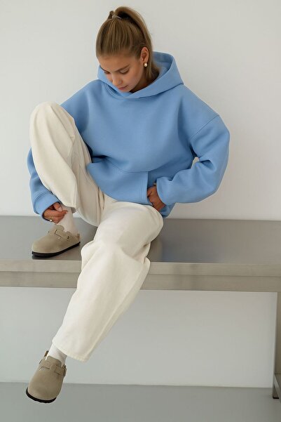 DM DOLCE MORE سترة رياضية بغطاء للرأس للجنسين مصنوعة من القطن الممشط بثلاث خيوط