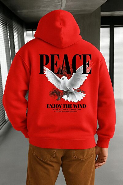 E-ROMA Hanorac unisex cu glugă, din bumbac pieptănat, cu 3 fire, cu imprimeu ...