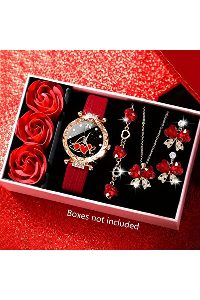 SOWOO WATCH 5 Parça Kadın Kuvars Saat Seti,4 Adet Kelebek Takısı Kutulu 210 TL