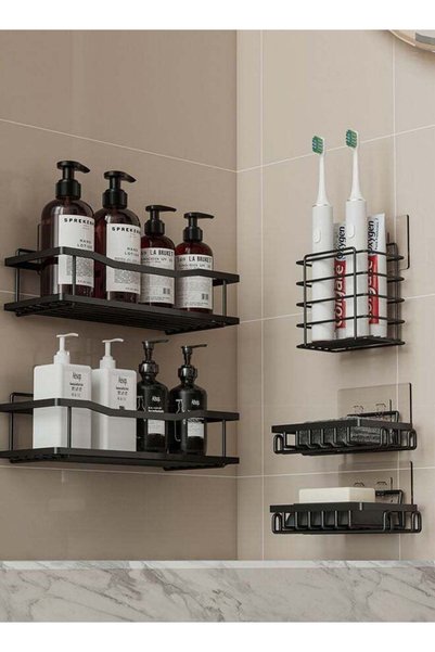 Generic 5 Pack Shower Shelves, Adhesive Bathroom Organizers, No Drilling Requ...