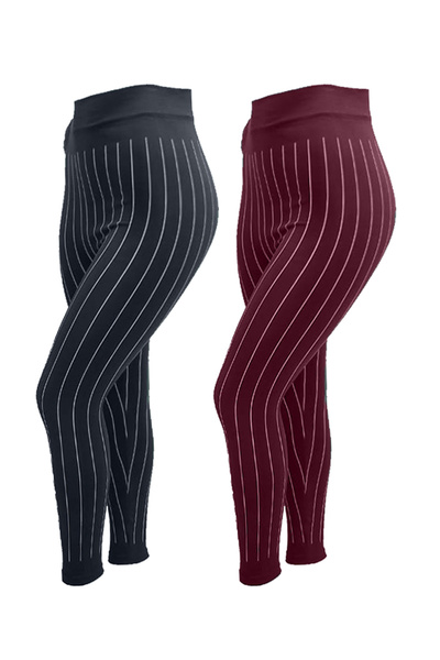SDD Women's striped stretch pants, excellent quality, free size, two pieces, in black and red