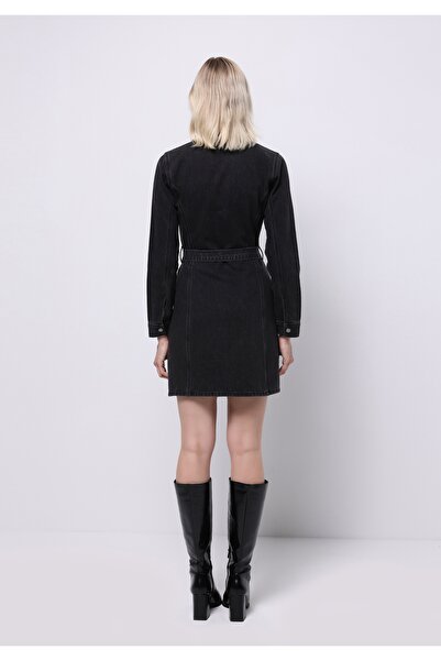 Colin's Slim Fit Düz Kadın Siyah Uzun Kol Elbise