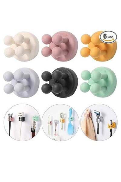 Generic 6-Piece Silicone Toothbrush Holder Set - Multifunctional Hook Waterpr...