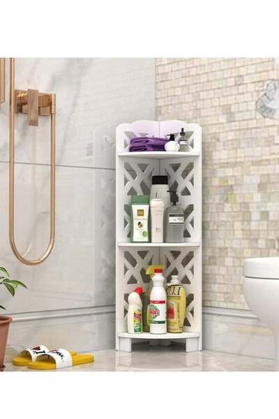 Generic White Corner Shelf Stand Waterproof Bathroom Storage Organizer Ideal ...