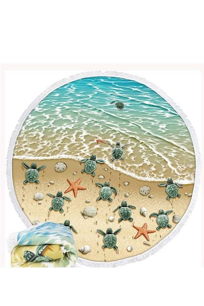 Generic SYOSI Round Beach Towel Blanket with Tassels 150cm Large Beach Towel ...