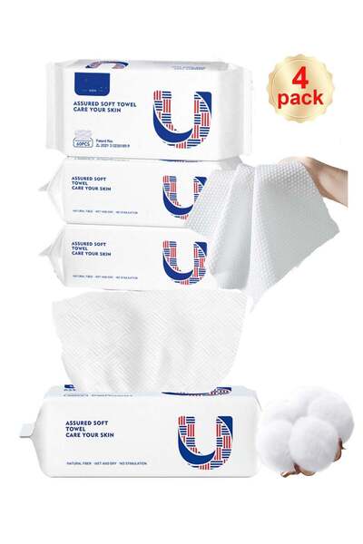 Generic 4 Pack Disposable Face Towel Travel Towel 100% Cotton Soft Face Towel...