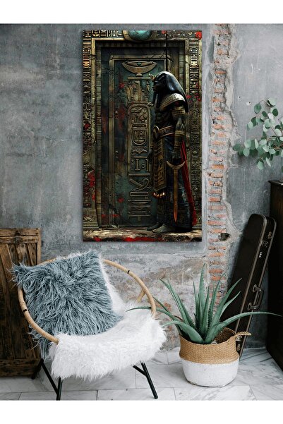 ESLEM Antik Mısır Anubis Temalı Dekoratif Duvar KANVAS Tablo