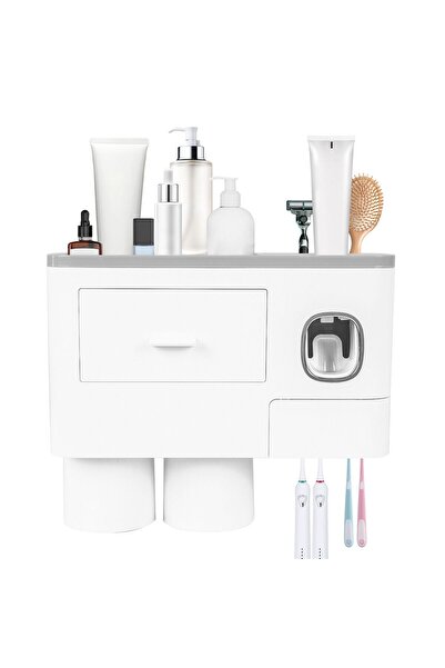Generic 2 Cups Wall Mounted Toothbrush Holder, Multipurpose Space-Saving Hold...