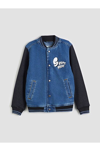 LC Waikiki Jachetă de blugi pentru băieți LCW ECO College Collar cu imprimeu