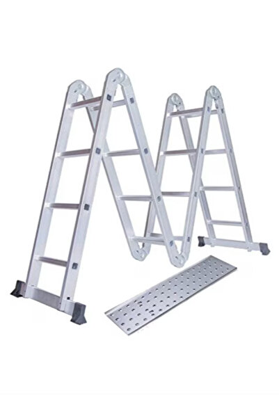 STRATEGIC Scara profesionala multifunctionala 4x4 trepte + platforma, aluminiu, pliabila, lungime maxima 4.6 m