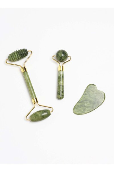 Generic Gua Sha & Jade Roller 3 in 1,100% Real Natural Jade Stone Anti Aging,...