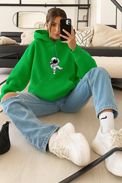 DM DOLCE MORE Hanorac unisex cu glugă, din bumbac pieptănat cu 3 fire, astronaut