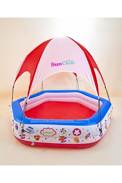 Fab N Funky Kids Circus Tent Pool, Playful Tent鈥慡tyle Design, Shaded Play Area, Durable - Multicolor