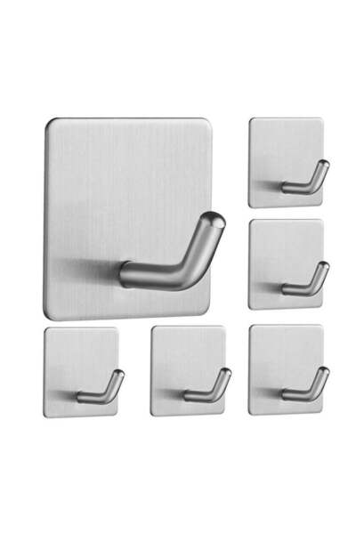 Generic 6 Pack Adhesive Hook Heavy Duty Wall Hooks Waterproof Stainless Steel...