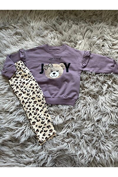 Cyber Girl's Leopard Patterned Leggings Cotton Comfortable Bottom Top Set