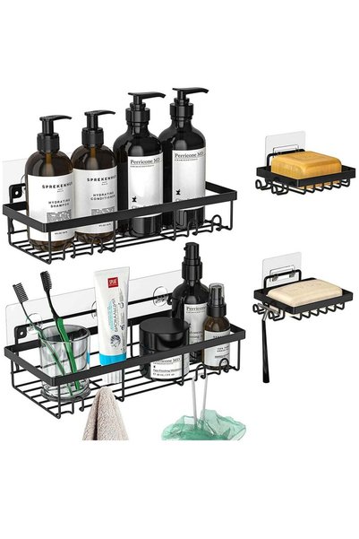 Generic 4-Piece No Drilling Wall Mount Stainless Steel Shower Shelf Organizer...