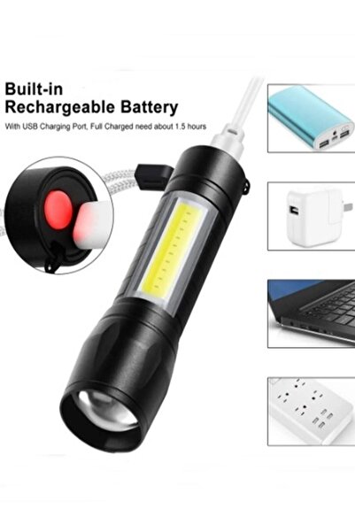 Rabelix Online Marketing Şarjlı Mini El Feneri Su Geçirmez 600 Lümen El Fener...