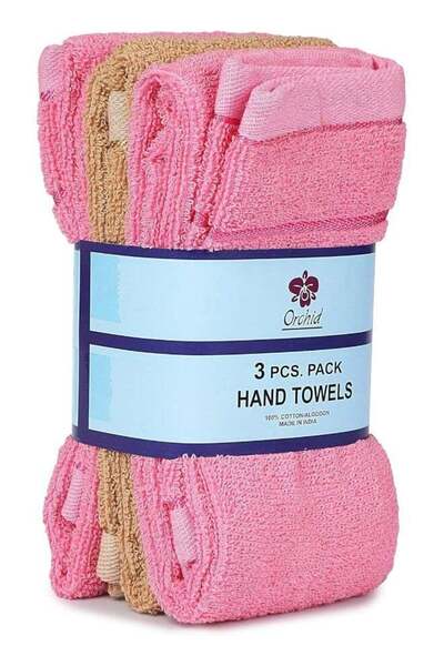 Generic Orchid Pack Of 3 Hand Towels Set 100% Cotton Dishcloth Colourful Absorbent And Quick Dry Cleaning T