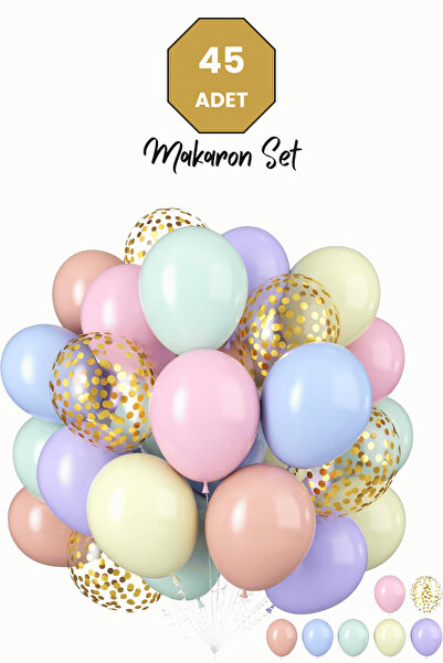 Bunloon Makaron Balon Seti 45 Adet PULLU – 11 İnç Karışık Renk Toplu Parti ve...