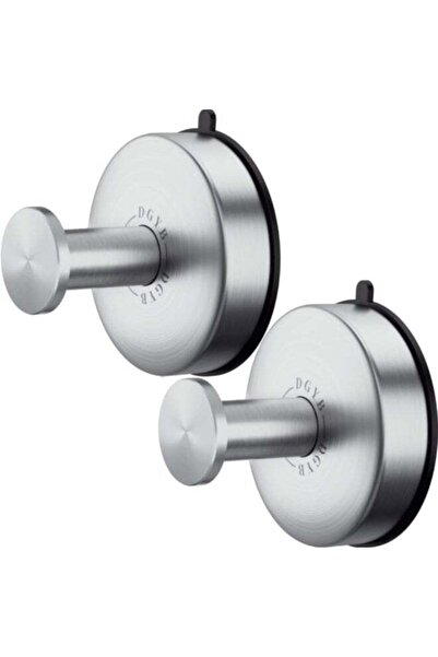 Generic Set of 2 brushed nickel suction cup hooks for bath towels, waterproof...