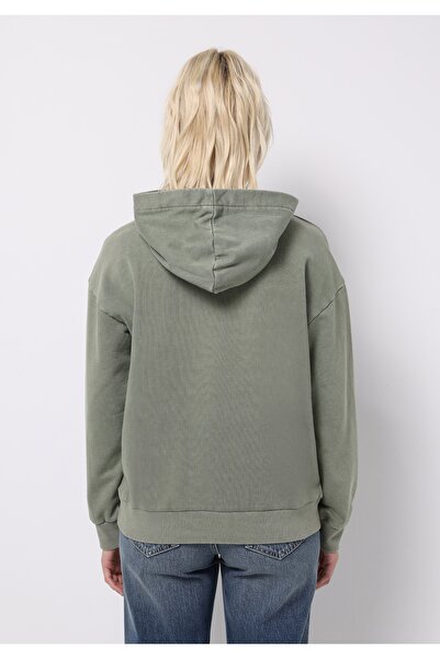 Colin's Hanorac verde pentru femei, cu glugă, cu imprimeu, cu o formă normală