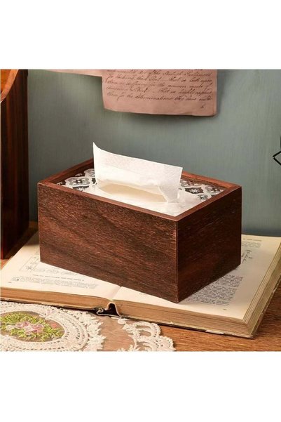Generic 1-Piece Wooden Tissue Box Rectangle Shaped Tissue Box Brown/White 20x...
