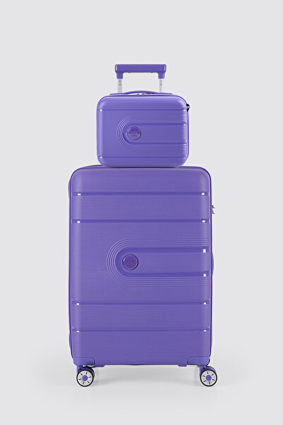 ÇÇS Ultra Hafif Polipropilen Kırılmaz Orta+Makyaj 2 Li Valiz Seti