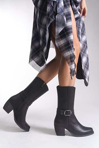 Riccon Bhinvuih Kadın Kısa Çizme 00126042 Siyah Cilt