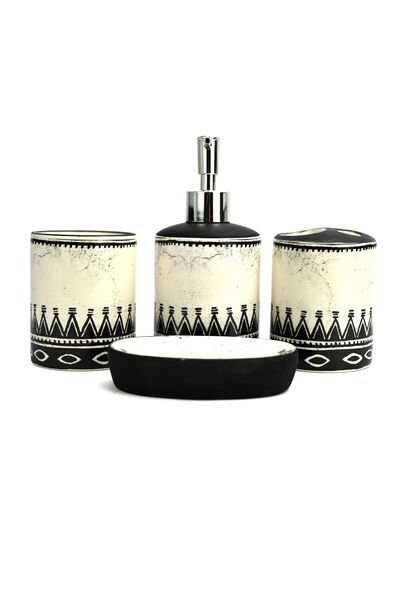 Generic Bathroom Accessories Set Of 4/ Black Soap Dispenser Set/Includes Toot...
