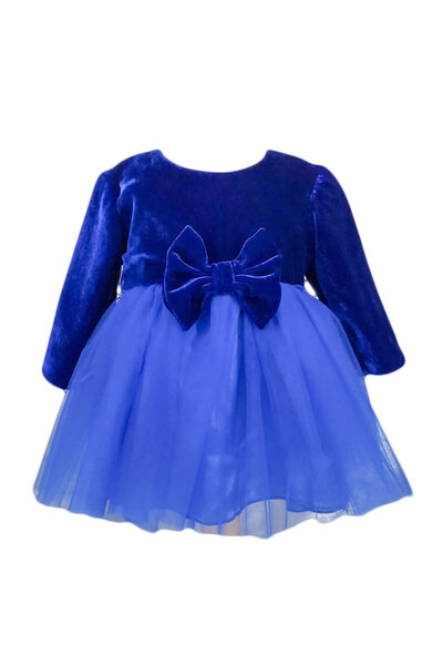 fantasialand Rochie de botez din catifea și tul, albastră