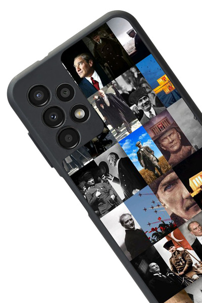 Aksel Kılıf Samsung Galaxy A13 Compatible Printed, Matte Black, Soft Silicone, Protective, Shock Absorbing Cover, Case