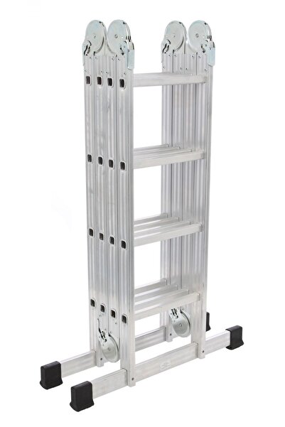 STRATEGIC Scara profesionala multifunctionala 4x4 trepte + platforma, aluminiu, pliabila, lungime maxima 4.6 m