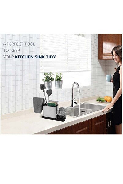 Generic Sponge Holder for Kitchen Sink, Sink Caddy with High Brush Holder, Or...