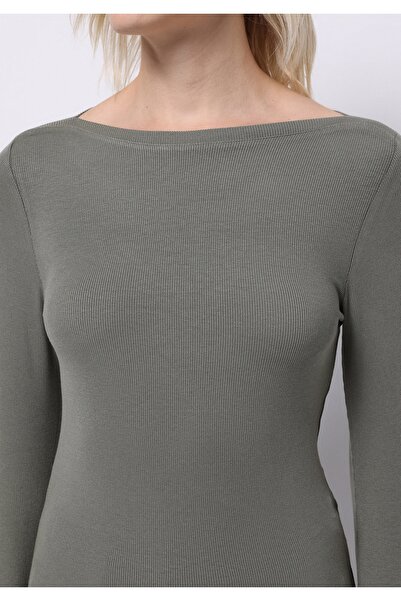 Colin's Slim Fit Boat Neck Απλό γυναικείο πράσινο μακρυμάνικο μπλουζάκι