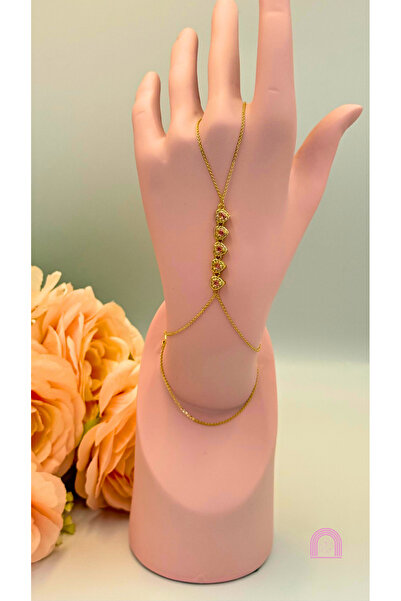 Moond Accessories Steel Pink Heart Detailed Gold Shahmeran