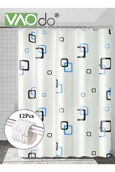Generic Shower Curtain Liner With Plastic Hanging Ring Colored Triangle PEVA ...