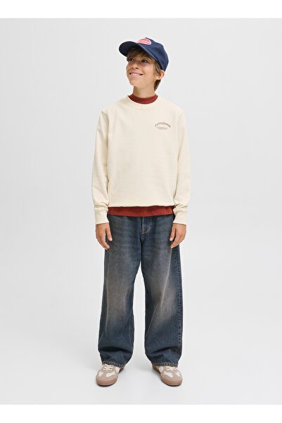 Jack & Jones Baskılı Erkek Çocuk Krem Sweatshırt 12269298