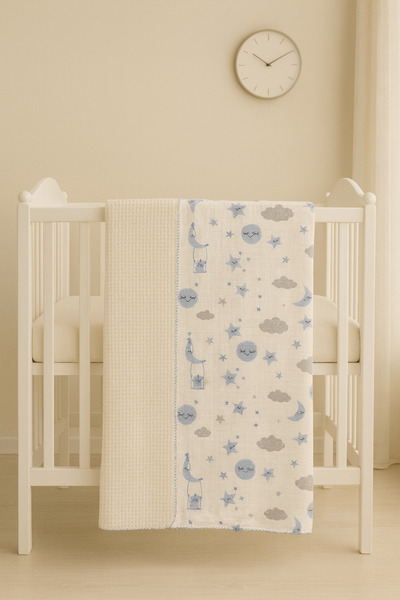 KapsülBebek 100% Cotton Double-Sided Muslin Baby Blanket 100X100 cm - for Crib, Stroller, Car and Daily Use