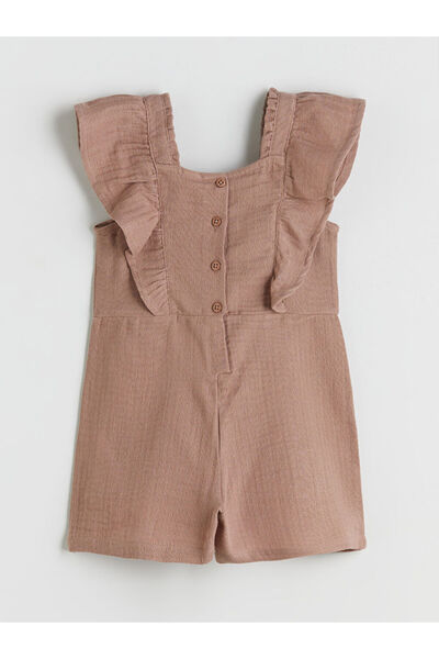 LC Waikiki Brown Square Collar Girl's Salopet